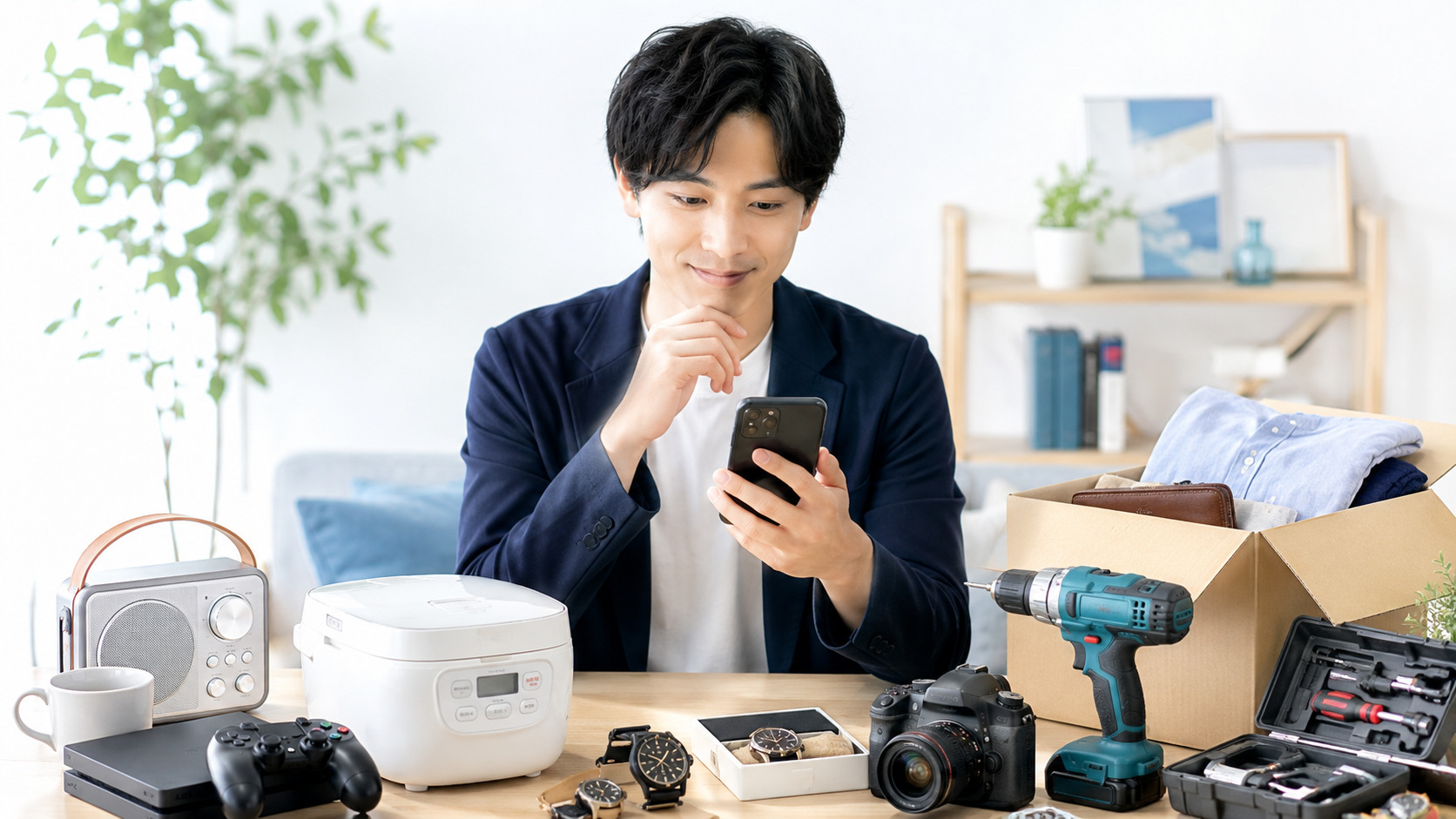 副業で出張買取を始める会社員のイメージ