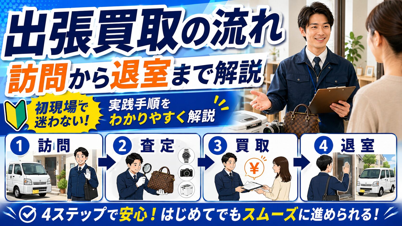 出張買取の流れを訪問から退室まで解説｜初現場で迷わない実践手順